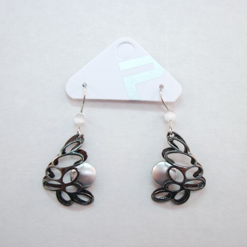 Black Rhodium Open-work Dangles by POLY - Click Image to Close